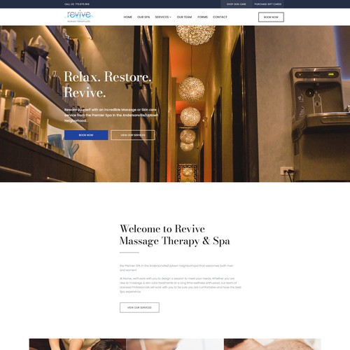 website for Revive Massage Therapy & Spa