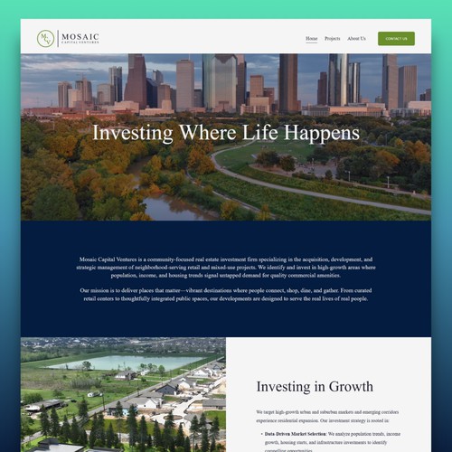 Startup Website for Mosaic Capital Ventures