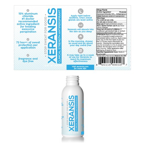Xeransis Antiperspirant Label Design
