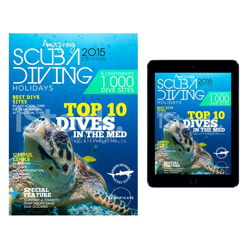 Eye catching scuba diving magazine cover