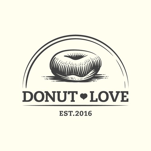 Engraved style logo for a donut store