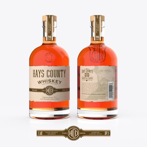 Hays County Whiskey Bottle/label design