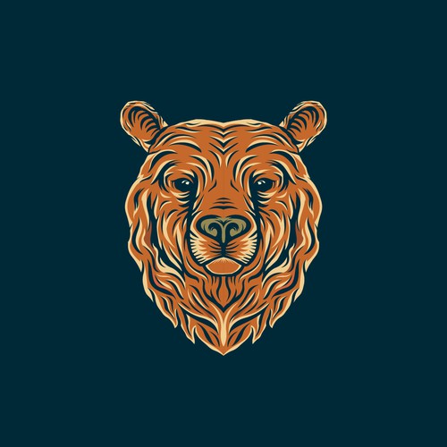 classic hand-drawn bear head design!