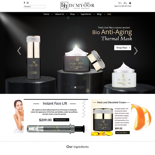 HomePage For Skin Care Brand
