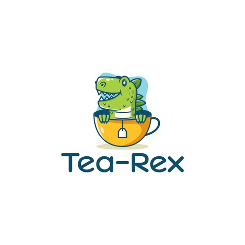 Cartoon trex logo for tea shop