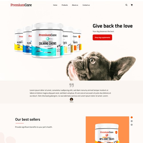 Landing Page Concept - Dog Supplements E-commerce Website