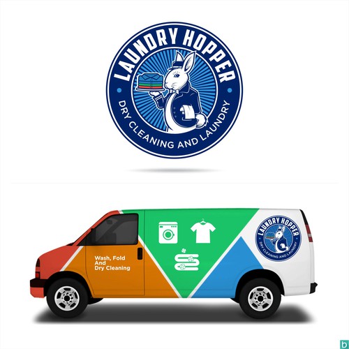 Dry Cleaning Logos, Dry Cleaning Cleaning & Laundry services logo mascot - Laundry Hopper