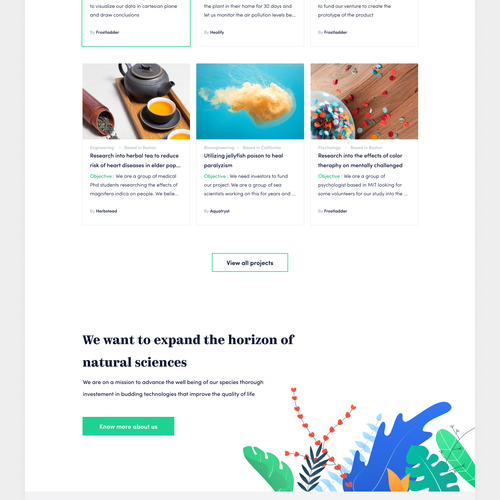 Landing page for wefundscience