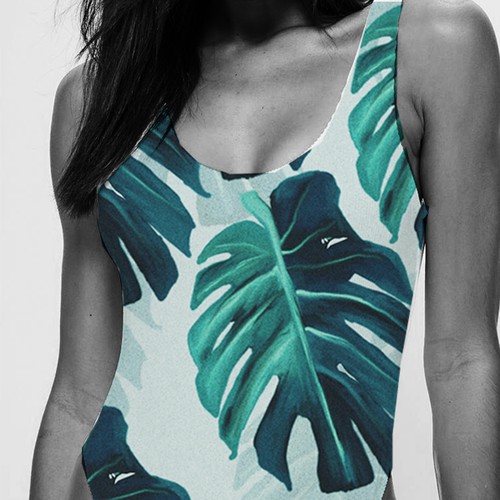 Palm Leaf Print Swimwear