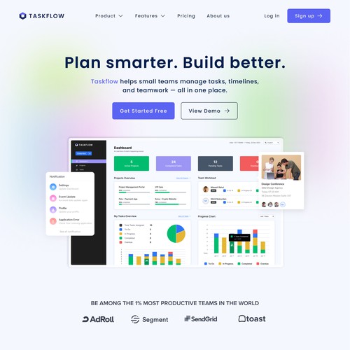 SaaS Project Management Tool - Hero section design