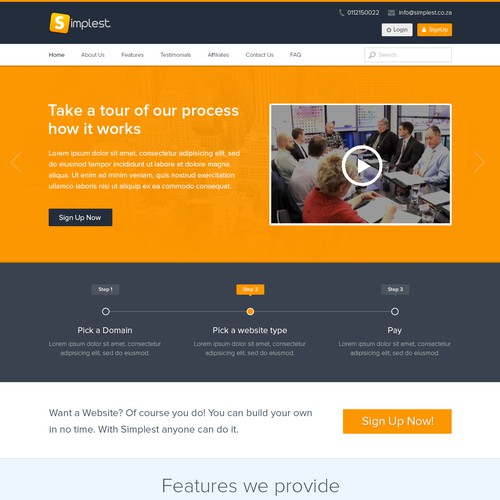 Build an awesome landing page for Simplest