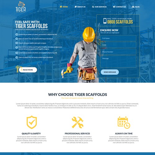 Tiger Scaffolds - construction web page