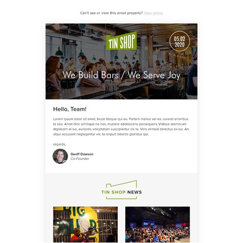 Email design for TinShop