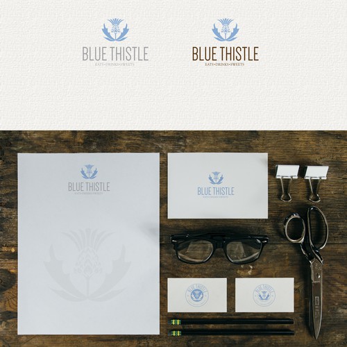 Logo design for the Blue Thistle cafe that captures both an earthy and classy feel!!
