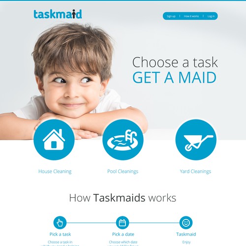 Design a fun & hip landing page for taskmaids (Guarantee contest!!! & long-term work!!!)