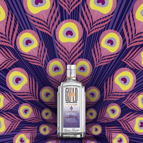 Illustration of peacock tail for premium vodka