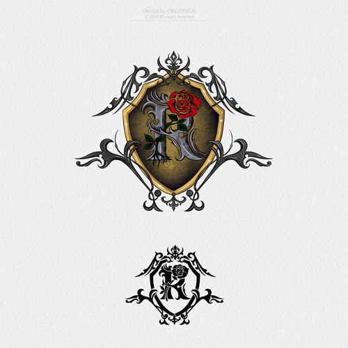 Illustration of a school crest for the Rosewilde Academy of Magical Arts