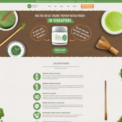 1-to-1 Project: Fun and Warm Website design for a Matcha Tea Subscription website - Home page