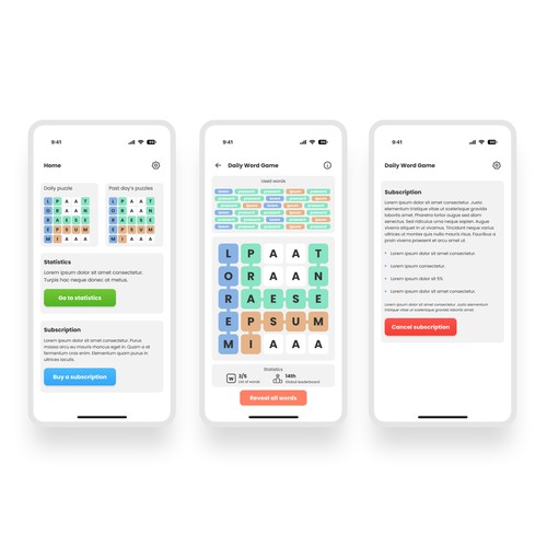 Word Game App Design