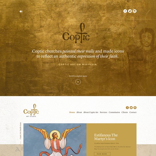 Coptic art Studio landing page design and Logo Design