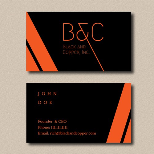 Bold, energy. Business card for B&C