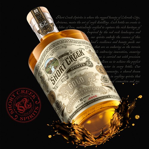 Short Creek Spirits Gold rum label