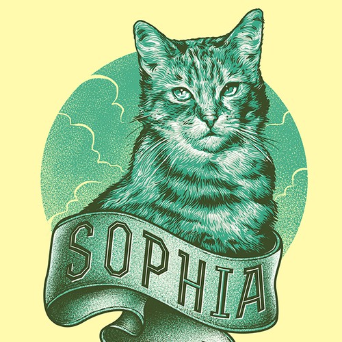 Fun, hip illustration of a cat!