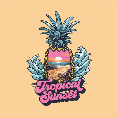 "Sunset Pineapple" Tropical T-Shirt