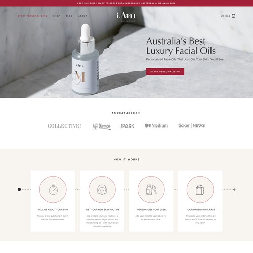 Redesign and development of Iam Skincare shopify store