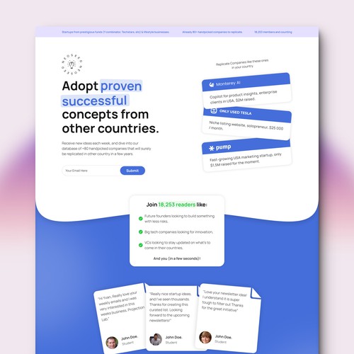 Landing Page for a Contest