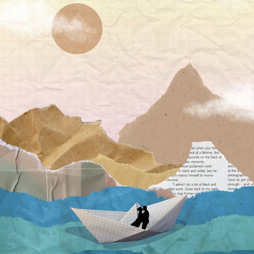 Digital Art - Lovers in paper boat.