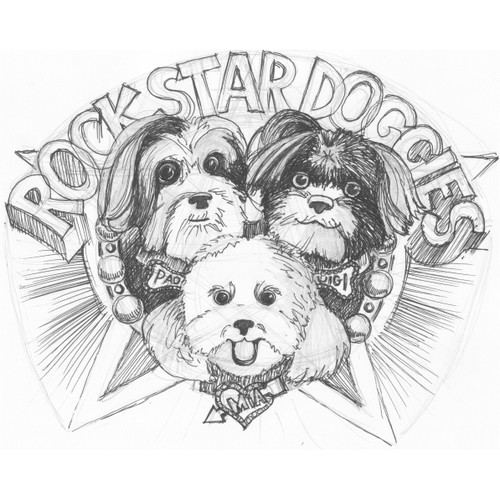 Create illustrated characters of Luigi, Mia & Paolo Rock Star Doggiesfor children's book.