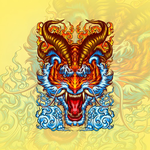 Clothing or Apparel design illustration, Infernal Roar of the Elemental Beast