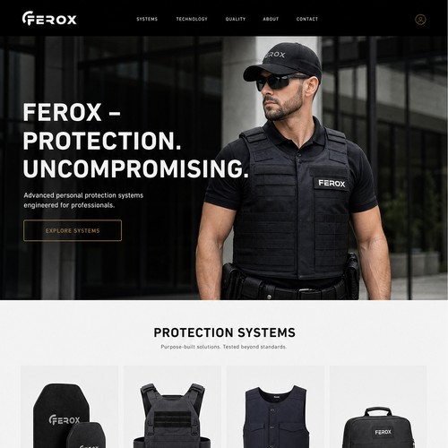 Design a modern High-Tech Website for a Swiss protection brand
