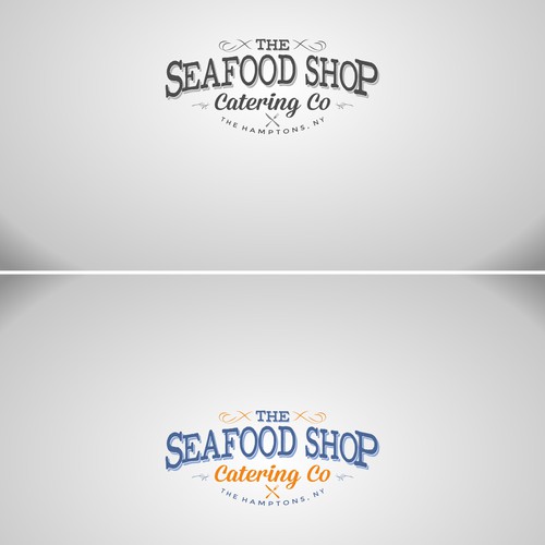Create a refined version of our fish market logo but for catering co.Something vintage, simple with nautical theme