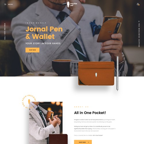 A Journal Pen and Wallet Product Website