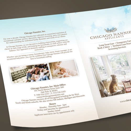 Nanny Agency seeks clean design and elegant tri fold.