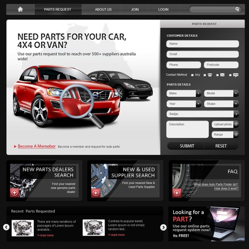 New Website Design For Auto Parts Finder