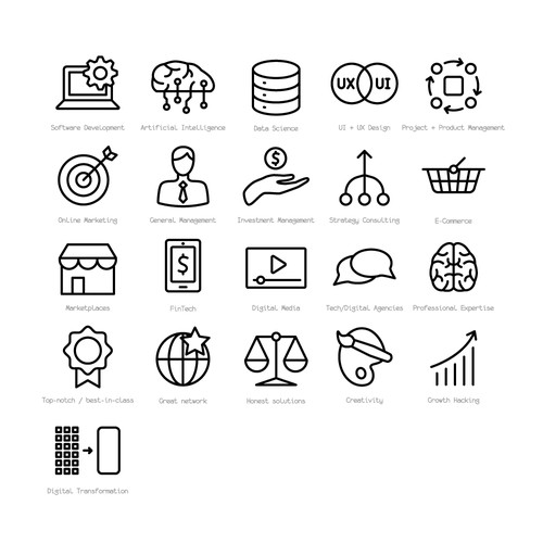 Icons for Website of Tech, HR and Investment Consulting Agency