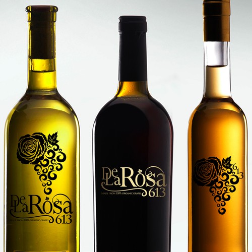 3 formas distintas del logotipo "De La Rosa 613" Vineyards 