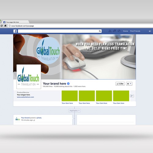 Create an attractive Facebook Cover for a reliable translation company that focuses on quality