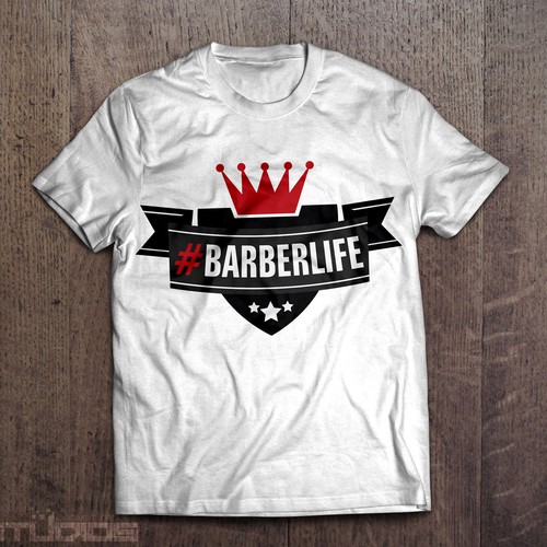 Create a capturing modern Barber t-shirt design.