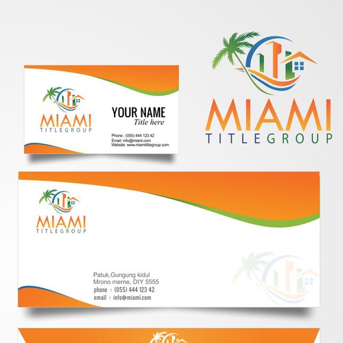 logo and business card for Miami Title Group