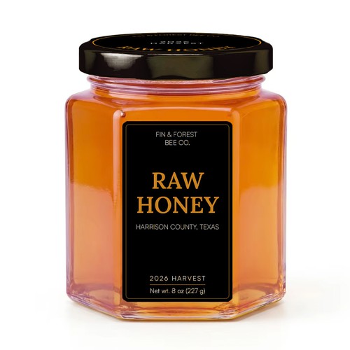 Modern black and gold label for honey
