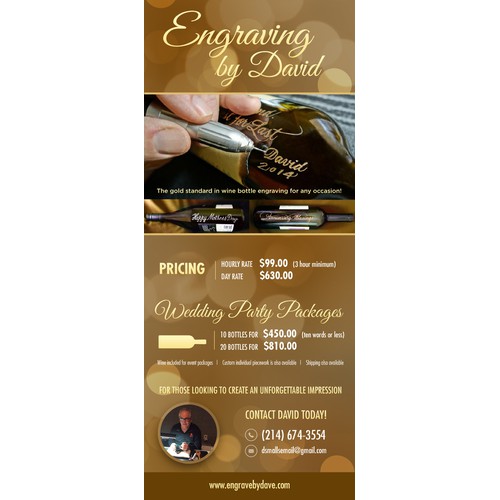 Create an Eye Catching Sales Flyer for a Wine Bottle Engraving Service!  Guaranteed Prize