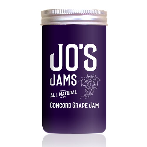 Create a product label for Jo's Jams, All Natural Concord Grape Jam