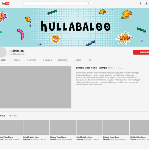 Youtube Channel Art for Hullabaloo
