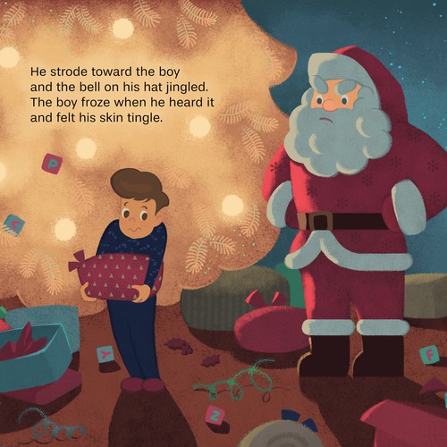 Children's book illustration for "The Boy Who Couldn't Wait for Christmas”