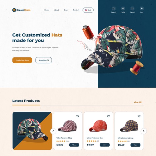 Website Design for eCommerce Cap vendor