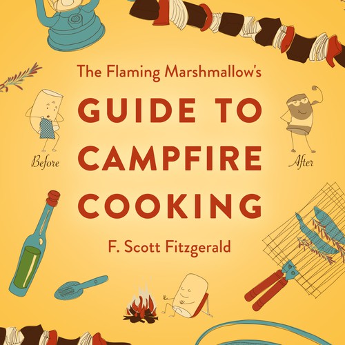 Fun cover design for a cookbook for camping